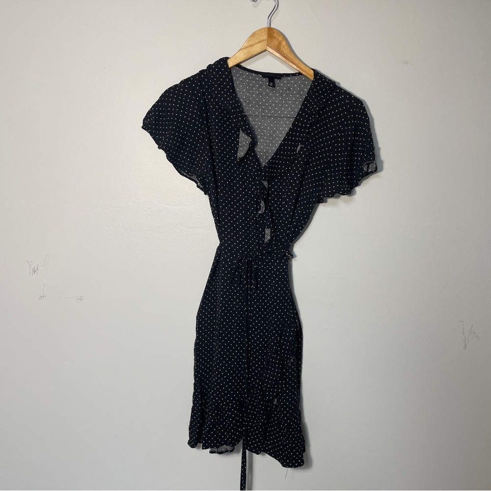 Who What Wear Black and White‎ Polka Dot Wrap Dress Women’s size M